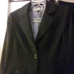 Ladies Tahari navy blue pin stripe suit jacket & skirt